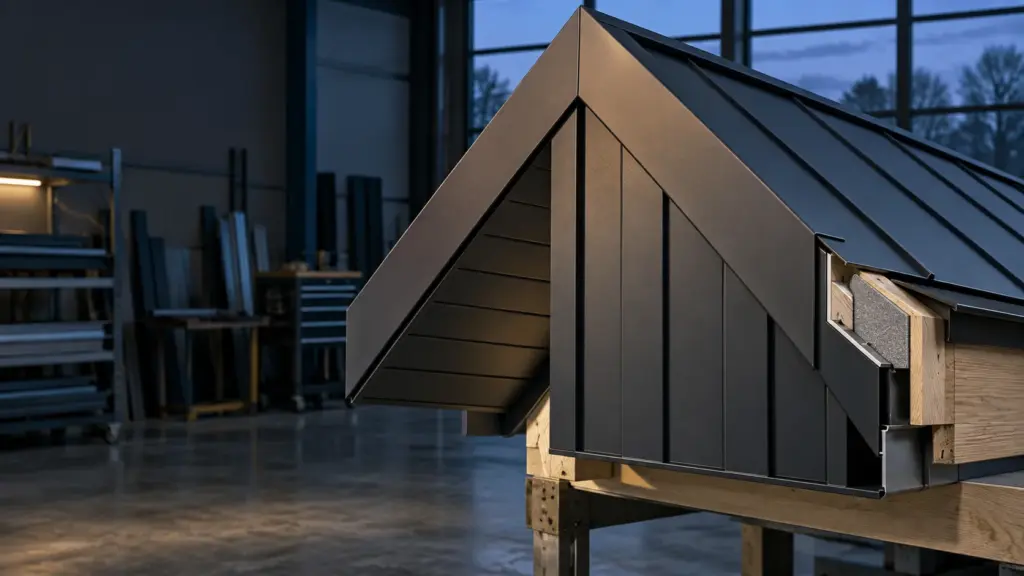 Giebelmodell mit maßgefertigter Aluminiumverkleidung und sauberen Ortganganschlüssen